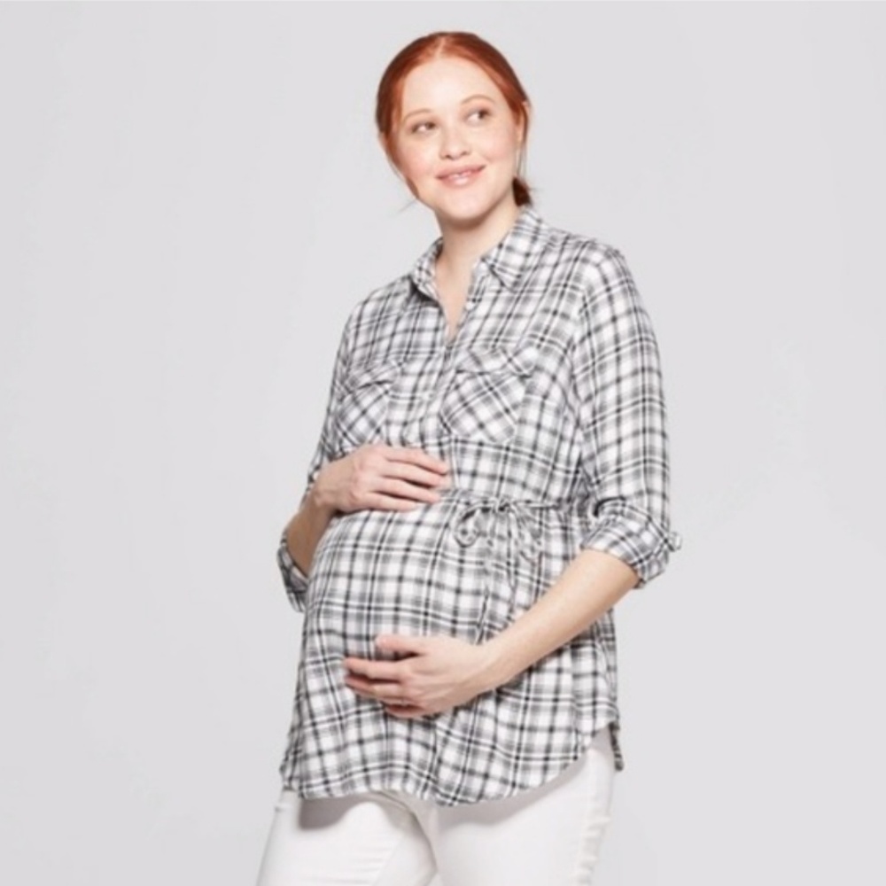 Plaid maternity top